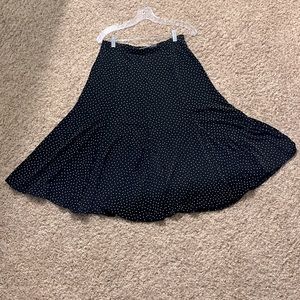 Chico's Travelers Women's Size 1 Black w/ White Polka Dot Long Flare Skirt